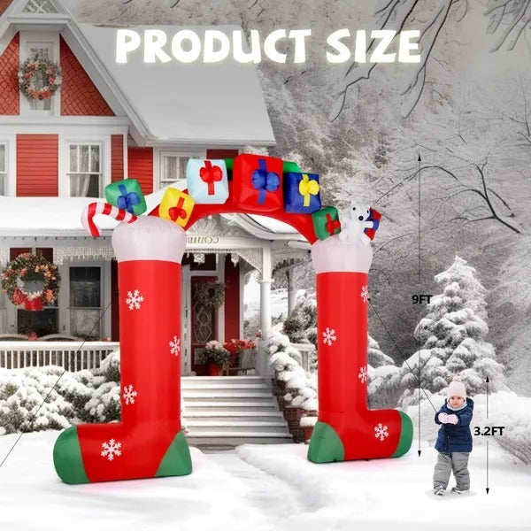 9ft 24w 11 LED Lights Christmas Sock Arch Holiday Arch Christmas Decoration