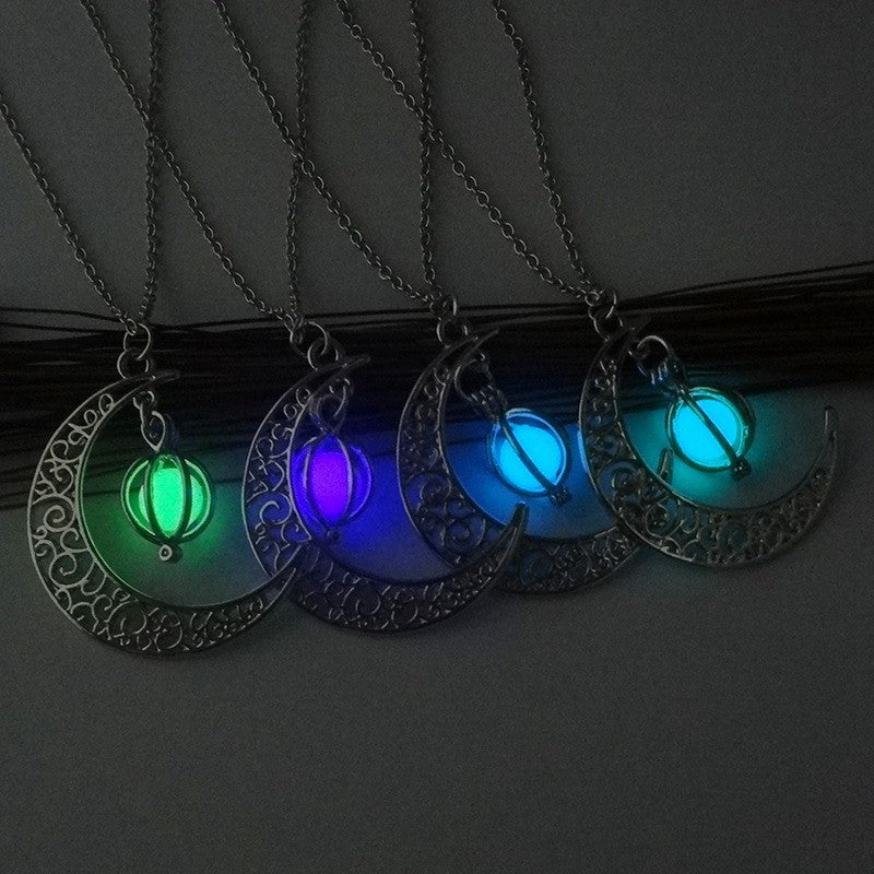 four metal crescent moon with multiple color pendent  