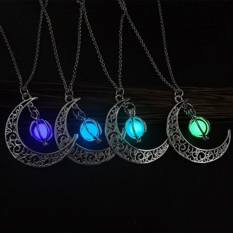 metal crescent moon with multiple color pendent  