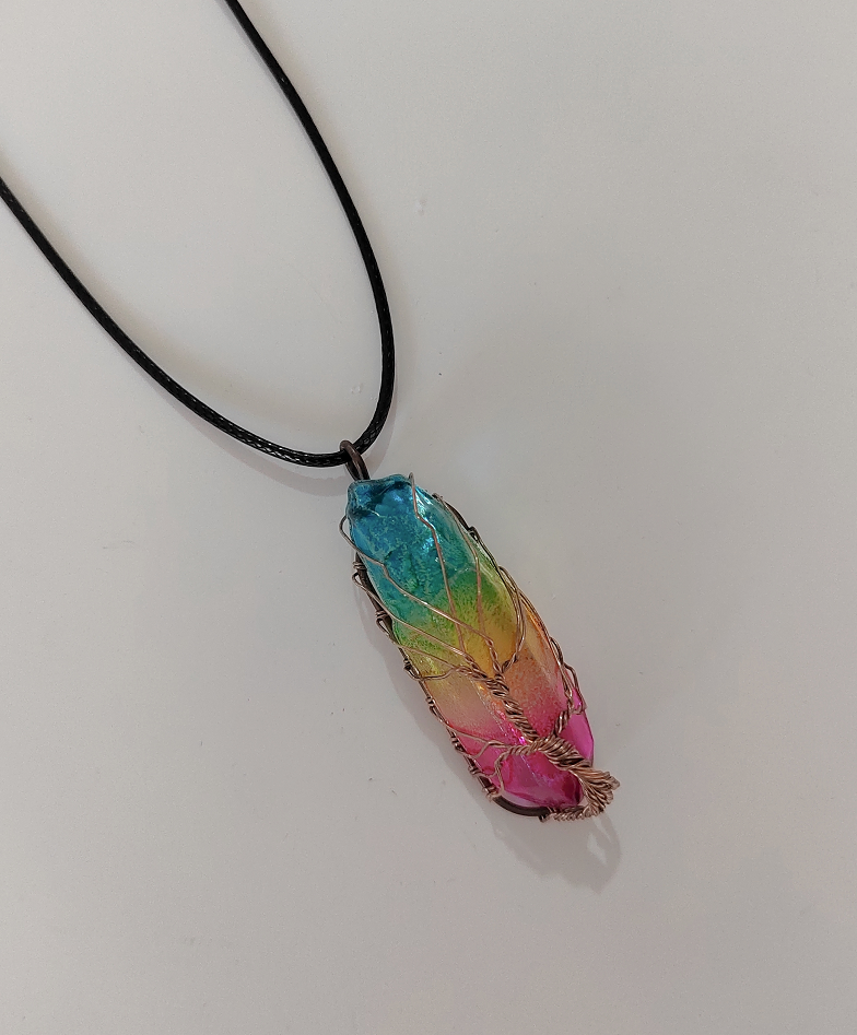 multi colored crystal necklace